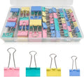 110PCS Colored Binder Clips Assorted Sizes,4 Sizes Large Medium Small Mini Paper Clamps Set, Cute Office Paper Clips for Home School Office Supplies Organizing(Blue, Pink, Yellow, Green)