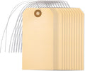 Perco Manila Shipping Tags with Metal Wires — Large Durable Blank Paper Tags 4¾″ x 2⅜″ — Ideal for Labeling and Inventory Use — Box of 500