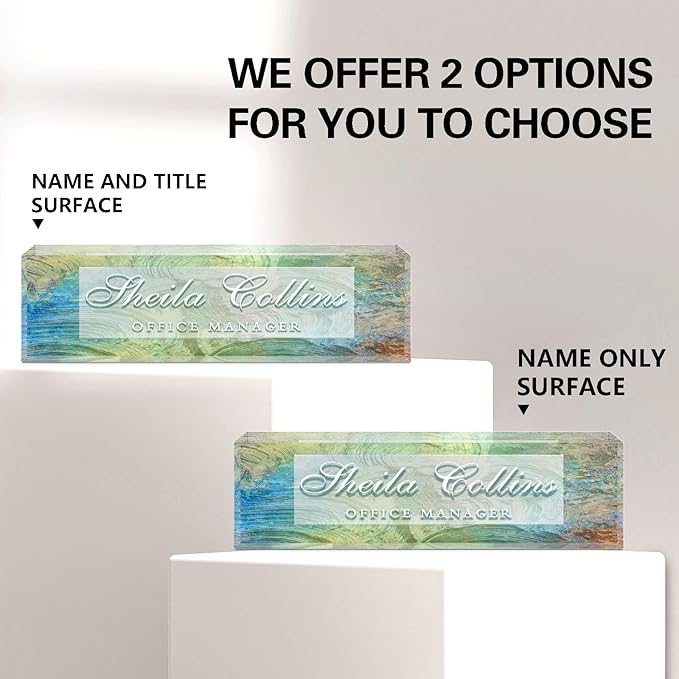 Custom Acrylic Name Plate for Desk, Employee Appreciation Gifts, Office Decor, Personalized, Funny Gifts for Coworkers Boss Teacher (Oil Painting)