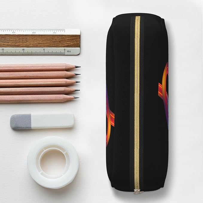 Cute Initial Pencil Case for Kids Simple Leather Pencil Pouch for Boys Girls Letter Design Pencil Box Pen Bag Pencil Pouch Office Stationery Organizer, Rainbow Letter B