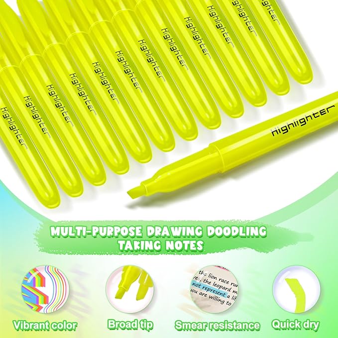 Tcevily 240 Pieces Highlighter Bulk Assorted Colors Highlighter Markers Chisel Tip Highlighters Pens Bundle for School Classroom Office (240)