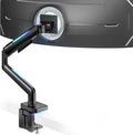 Ultrawide Monitor arm for 17-49'' Heavy Duty Screen up to 44lbs, Gas Spring Single Monitor Arm with RGB Light, Adjustable Gaming Computer Monitor Arm for Desk, Black