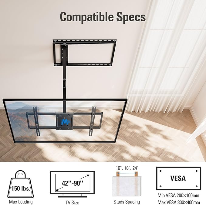 Mounting Dream Long Arm TV Wall Mount for Most 42-90 Inch TV, 40 Inch Extension TV Mount Swivel and Tilt, Full Motion Mount Fits Max VESA 800x400mm, 150 lbs. Loading, 16”,18”, 24” Studs