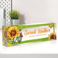 Name Plate for Desk, Desk Name Plate Personalized, Office Decor for Women Men, Acrylic Desktop Accessories, Office Appreciation Gifts for Boss Social Workers Nurse Teacher Employee (Sunflowers)
