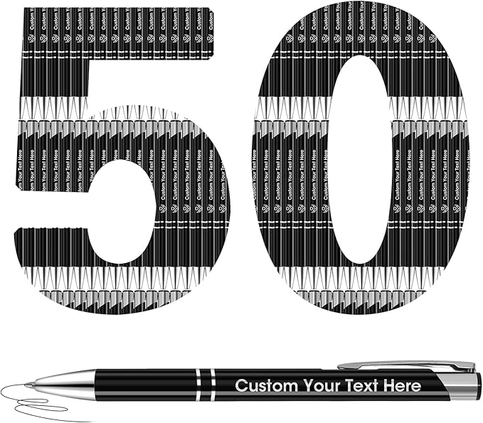 ENOMY 50 Pcs Personalized Pens Bulk Custom Pens with Logo Text Name Black Ballpoint Pens Inspirational Writing Pens, Gift for Teacher Student College Office Wedding Christmas Birthday
