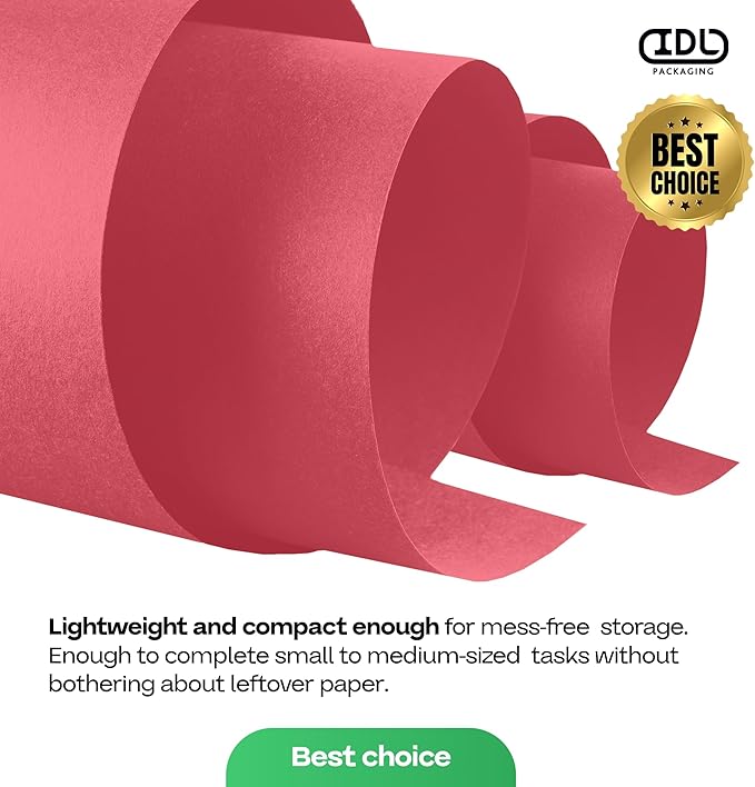 Christmas Red Kraft Paper Roll 48" x 1200" (100 feet) with Cutter - USA-Made Gift Wrapping Paper for Packing, Moving, Shipping & Crafts/Arts - 100% Recyclable Natural Craft Material by IDL Packaging