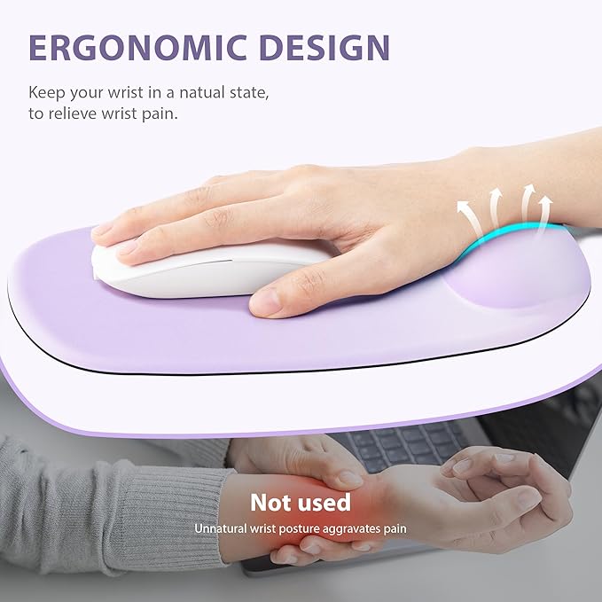 Ospelelf Wrist Rest for Keyboard and Mouse Ergonomic Mouse Pad with Wrist Support Memory Foam Wrist Rest for Computer Keyboard,3-in-1 Gel Mouse and Keyboard Pad for Office Lilac Gradient