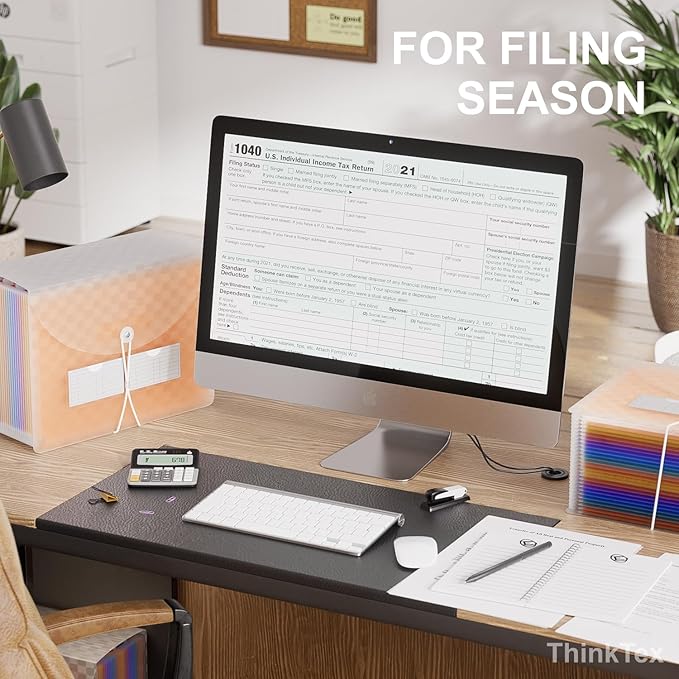 ThinkTex 26 Pockets Expanding File Folders, Accordion File Organizer with Expandable Cover, Monthly Bill Receipt Documents Organizer, A-Z Colorful Tabs, Letter/A4 Size -Orange