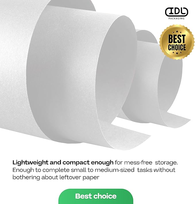 White Kraft Paper Roll 36" x 1200" (100 feet) with Cutter - USA-Made Quality Paper 50lb Thickness for Wrapping, Packing, Moving, Shipping, & Crafts/Arts - Natural Kraft Material by IDL Packaging