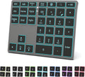 Tri-Mode Aluminum Numpad 7-Color LED Backlit, BT5.0/USB/2.4G Wireless Rechargeable Number Pad 35-Key Scissor Switches Light Up Keycaps for PC/Laptop/Win/Mac, Grey Black