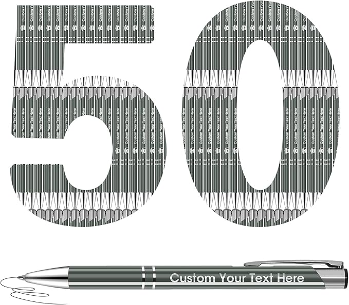 ENOMY 50 Pcs Personalized Pens Bulk Custom Pens with Logo Text Name Black Ballpoint Pens Inspirational Writing Pens, Gift for Teacher Student College Office Wedding Christmas Birthday