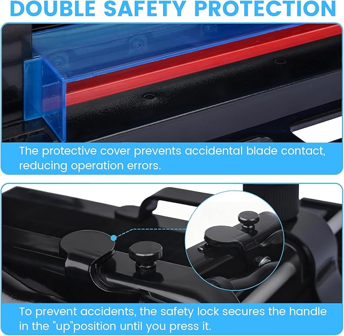 Heavy Duty Paper Cutter for A4 Paper, Guillotine Paper Cutter 12 Inch, 400 Sheet Capacity, Solid Steel Construction, Black