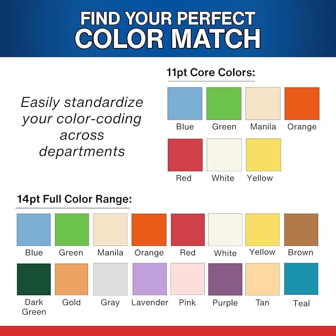 Blue File Folders, USA Made, Doctor Stuff, No Fasteners, Durable 11pt, Reinforced End Tab File, Colored Office & Medical Charts and Patient Chart Folder, Box of 100