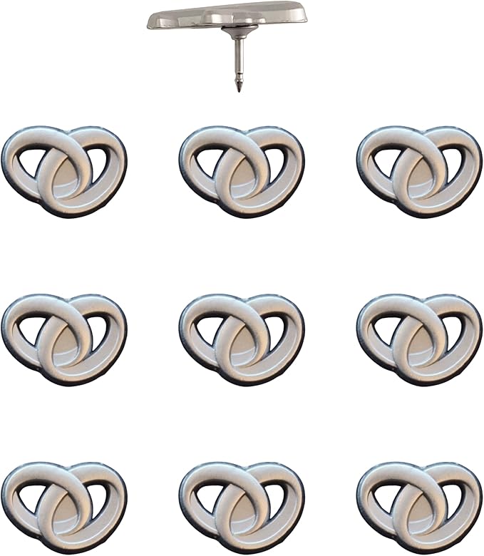 Wedding Rings Push Pins - Silver Intertwined Wedding Rings Map Pins for Cork Boards, Maps, or Lapel Use - Designed in USA - Set of 4