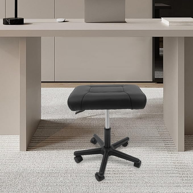 TFCFL Adjustable Height Foot Rest Stool with 5 Wheels, Footrest Stool Under Desk, Office Foot Chair with Soft Cushion, Ergonomic Footstool for Home, Office, Massage Parlors, Beauty Salons