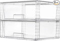 Vtopmart 2 Pack Large Stackable Storage Drawers,Easily Assemble Clear Acrylic Bathroom Closet Undersink Organizers,Plastic Storage Bins for Cabinet,Kitchen Pantry,Medicine Organization