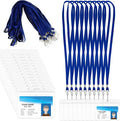 50 Pack ID Card Name Tag Badge Holders with Lanyards Blue Lanyards with Clear Horizontal Waterproof Name Badge ID Card Holders for Office School Travel (Blue)
