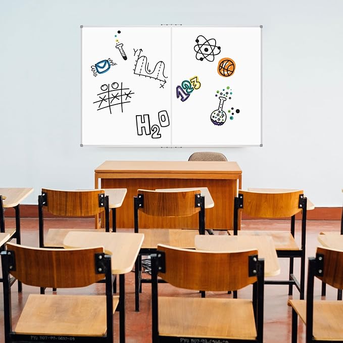 Lockways Large Magnetic 60" x 40" Dry Erase Board, Foldable Wall Mounted Whiteboard| White Board with Pen Tray for Business,Team,Home Office,Home Education