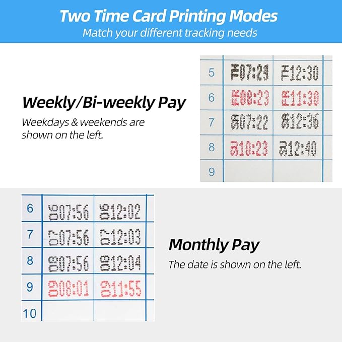 TooCust Time Clock Bundle with 200 Time Cards, 4 Ink Ribbons, 2 Ten-Slot Time Card Racks, & 2 Security Keys, Auto-Align Employee Time Clocks for Small Business