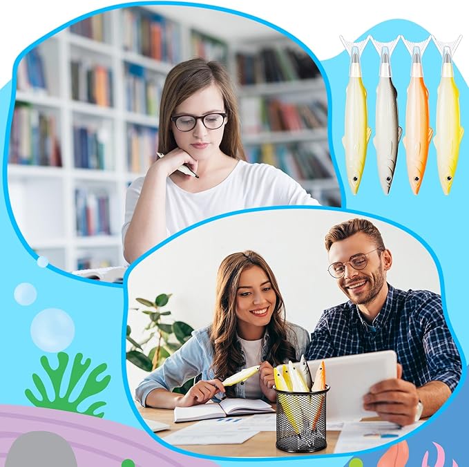 Outus 12 Pieces Fish Pens Fishing Birthday Party Favors Decoration Writing Ballpoint Pens for Office Valentine Day Chinese New Year Gifts (Realistic)