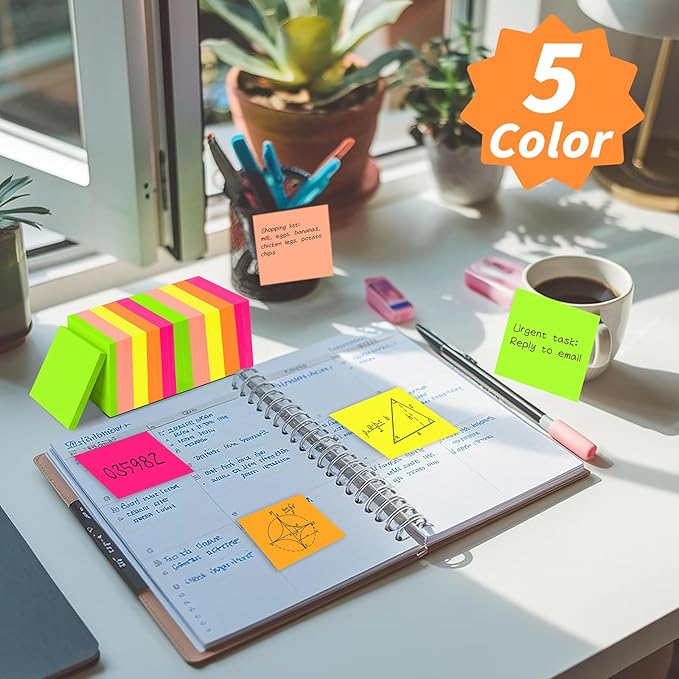 35 Pack Sticky Notes Bulk 3 x 3 In Self Stick Notes Pads Colorful Posted Note in 5 Bright Color Adhesive Paper Memo 75 Sheets/Pad Easy to Post note pad for Office Home School Notebook Wall Door Window