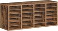 HOOBRO Literature Organizers, 24 Compartments Office Mailbox with Adjustable Shelves, Wood Countertop Literature Sorter for Office, Home, Classroom, Mailrooms Organization Rustic Brown FG64WF01