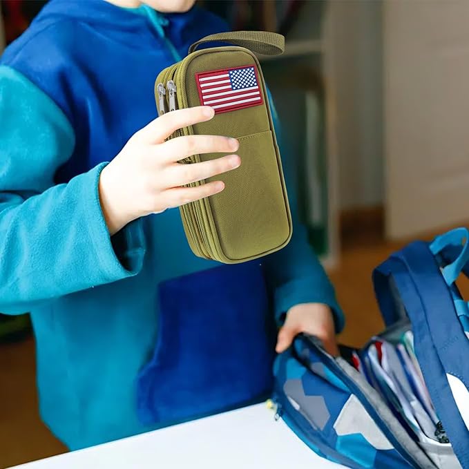 Tactica Pencil Case for Boys,Large Boys Pencil Pouch with Zipper Compartments, Big Capacity Pen Box Pen Bag Organizer for School College Office Kids Teen Boy Men Adult