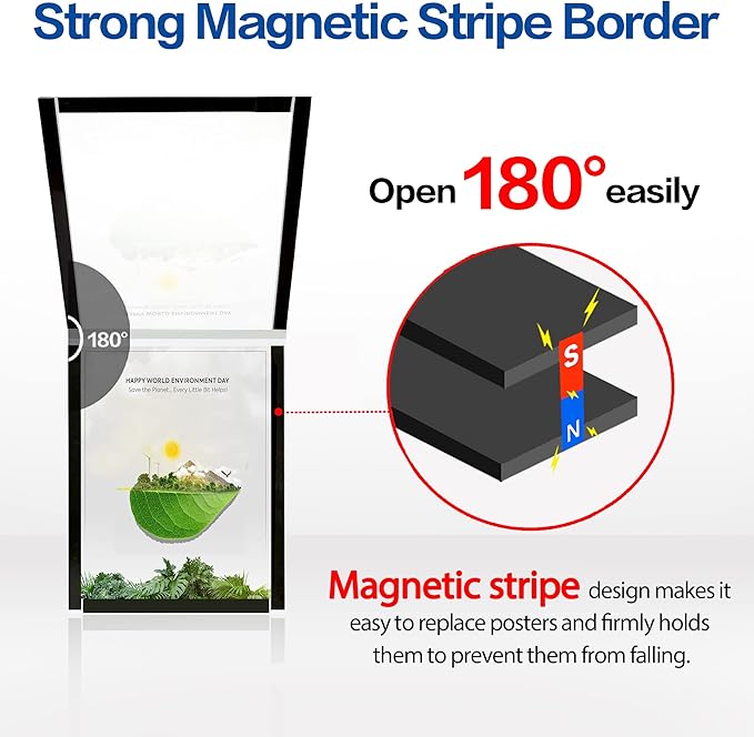 Acrylic Sign Holder 8.5x11 Wall Mount - 5 Pack Adhesive Frames, Magnetic Frame, Document & Picture Holder for Wall, Door, Glass Acrylic Frame with Strong Magnetic Sign Holder