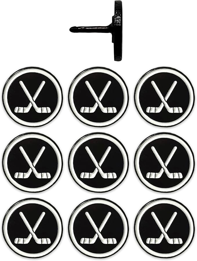 Hockey Puck Push Push Pins, for Cork Board, Maps, or Lapel Pin Use, Designed in The USA, Hockey Pins, Set of 10