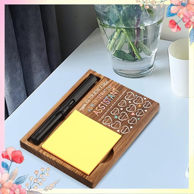 FOUGSTA Appreciation Gifts for Administrative Assistant, Inspirational Office Decor Gifts for Administrative Assistant,Wooden Sticky Note Holder With Inspirational Quotes,16.5 x 12 x 1.5 cm,XXN40
