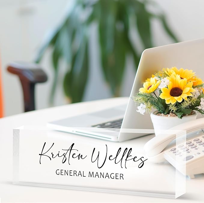 Desk Name Plate Personalized Acrylic Name Plate for Desk, Office Desk Decor for Women & Men, Custom Gifts for Boss, Manager, Teacher, Nurse, Doctor, Lawyer, Employee Appreciation Gifts