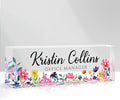 Custom Name Plate for Desk, Personalized Desk Name Plate on Clear Acrylic Glass, Appreciation Gifts for Teacher Employee Boss Coworkers Nurse, Office Desk Accessories for Women Men (Watermelon)