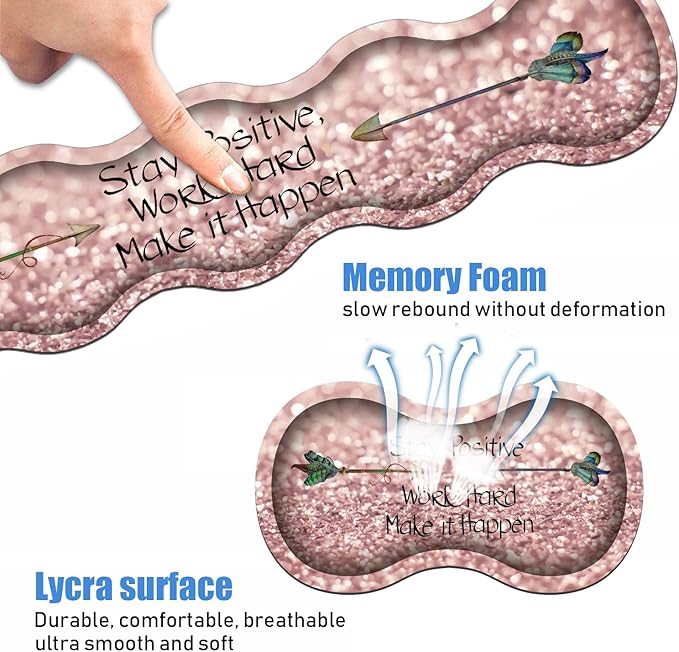 Ergonomic Keyboard Wrist Rest & Mouse Pad Wrist Rest Set, Inspirational Quote Stay Positive Work Hard and Make It Happen Pattern Large XXL Gaming Desk Mat, Memory Foam, Easy Typing Pain Relief