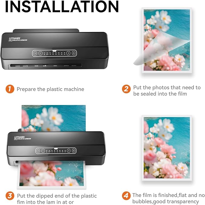 A3 6-Roller Commercial Laminator Machine, LOTHANEK 3-10 Mil 13 inch Heavy Duty Thermal Laminating Machine, 60-Second Warm-up, 40 Inches/Minute, Touch Screen for Home, School Office (Glossy Black)