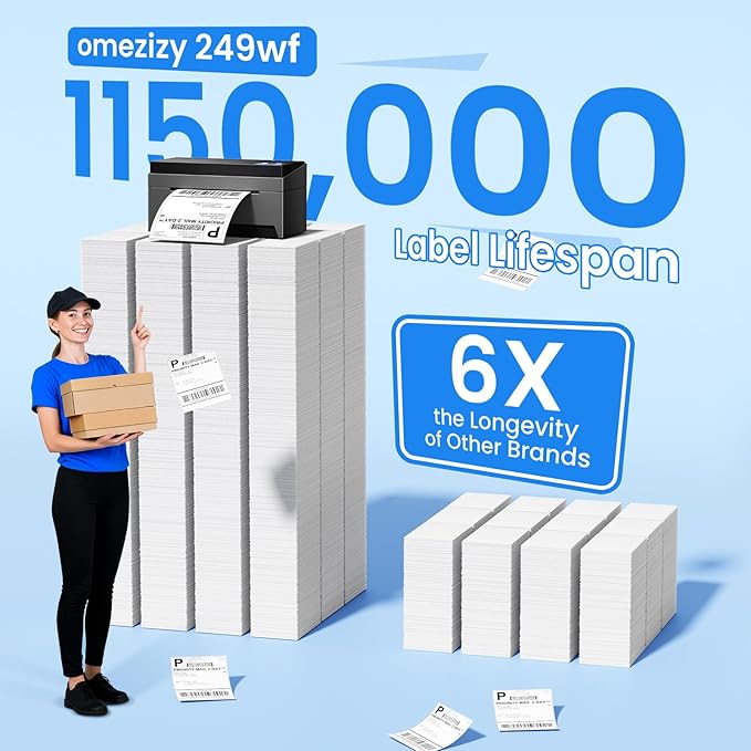 Wireless Shipping Label Printer-WiFi Thermal Label Printer 4x6,WiFi Label Maker for Small Business&Shipping Packages,Compatible with Phone&PC, Widely Used for TIK Tok USPS Amazon