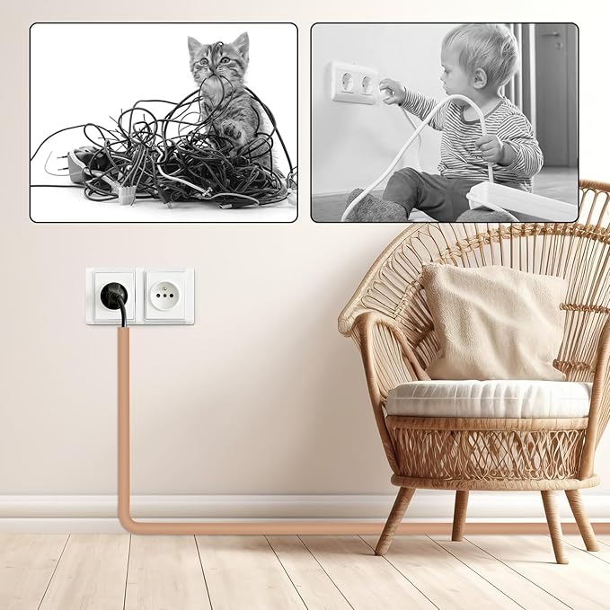 Self-Adhesive Cable Hider, Flexible Wire Cover Cable Raceway for Wires, Wall Mount TV, Home Audio, Network, Power, and Phone Line Managemen (Light Brown, 157inch)