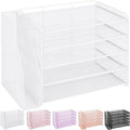 OPNICE 5-Tier Paper Organizer with Magazine Holder, Desk Organizers and Accessories, Office Desk Accessories & Workspace Organizers, Desktop File Organizer for Office Supplies Storage, White