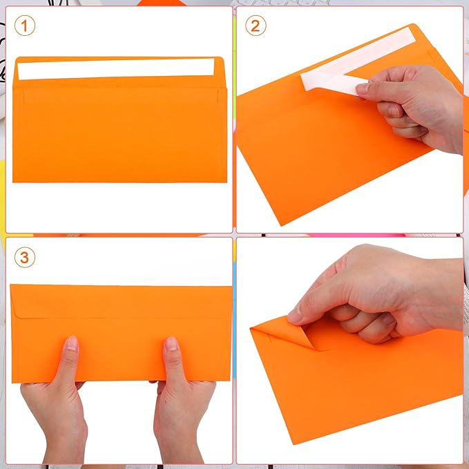 500 Pcs #10 Colored Envelopes Letter Size Business Envelopes Neon Adhesive Standard for Office Check Invoices Letters Letterhead Invitations Announcements 4-1/8 x 9-1/2''(Neon Color)