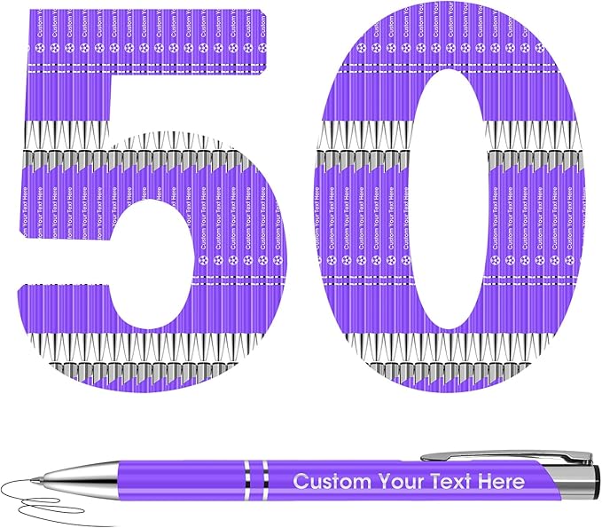 ENOMY 50 Pcs Personalized Pens Bulk Custom Pens with Logo Text Name Black Ballpoint Pens Inspirational Writing Pens, Gift for Teacher Student College Office Wedding Christmas Birthday