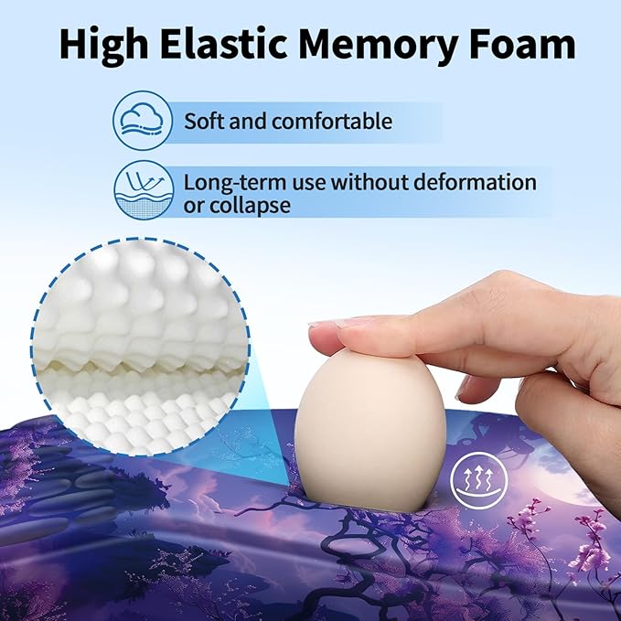 YIWEI Ergonomic Mouse Pad with Wrist Rest - Comfortable Office Mousepad with Memory Foam Wrist Support for Carpal Tunnel Relief, Mouse Pads with Non-Slip Base for Gaming and Home (Moonlit Night)