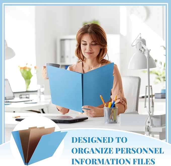 Skyygemm 12 Pcs Classification Folders Letter Size, 2 Pocket Dividers Pressboard File Folder with Fasteners, Expanding File Organizer Bulk for Teachers, Clergy, Office, Church, Christmas (Blue)