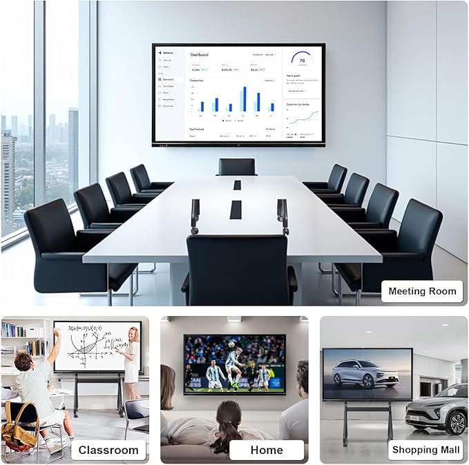 75" Smart Board, 4K UHD Interactive Whiteboard, Digital Touchscreen Smartboard with Open App Ecosystem & Dual System, Ideal for Classroom, Home, Office, Business (Wall Mount Included)