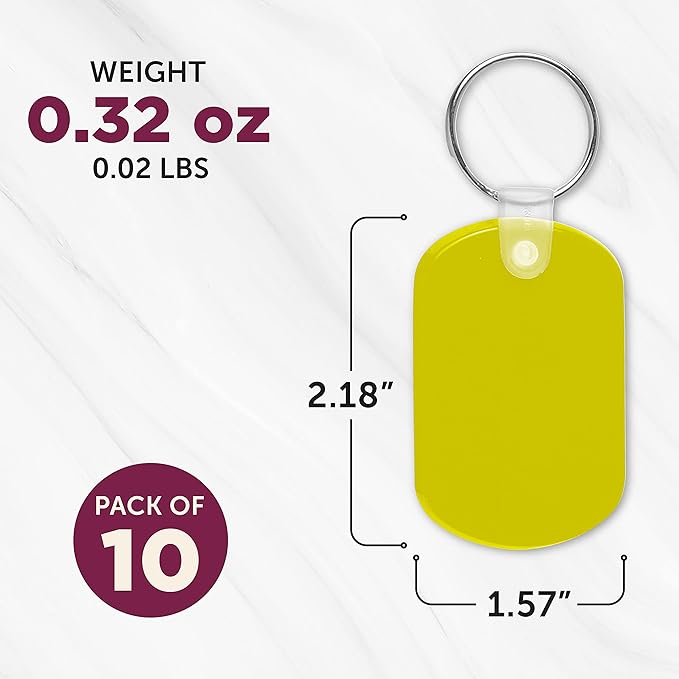 DISCOUNT PROMOS Tag Soft Plastic Keychains - 10 pack -Small Key Tag Chain For Staying Organized - Rubber Key Ring Keychain – Yellow