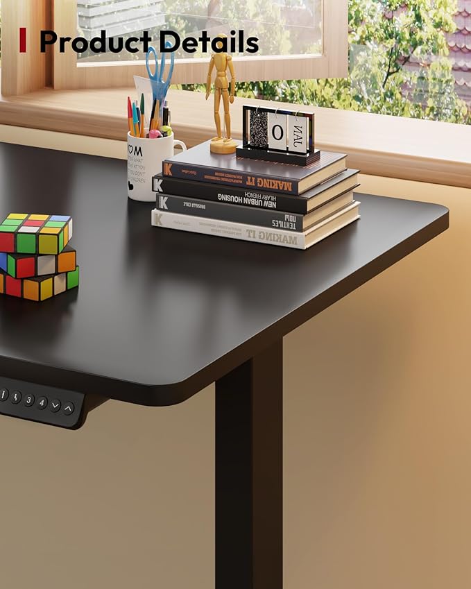 SANODESK Electric Standing Desk 71 x 32 Inches Height Adjustable Stand Up w/6-Button Controller Ergonomic Computer Desk with Splice Board for Home Office, Black Frame + Black Tabletop