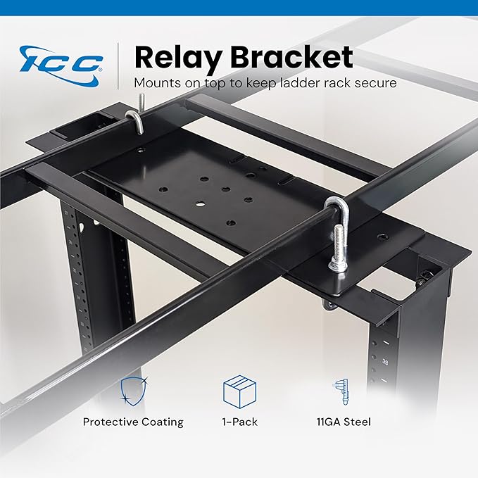 ICC Cable Runway Relay Bracket Kit – 2-Post Rack | Steel, Black Powder Coat, Rack Connection