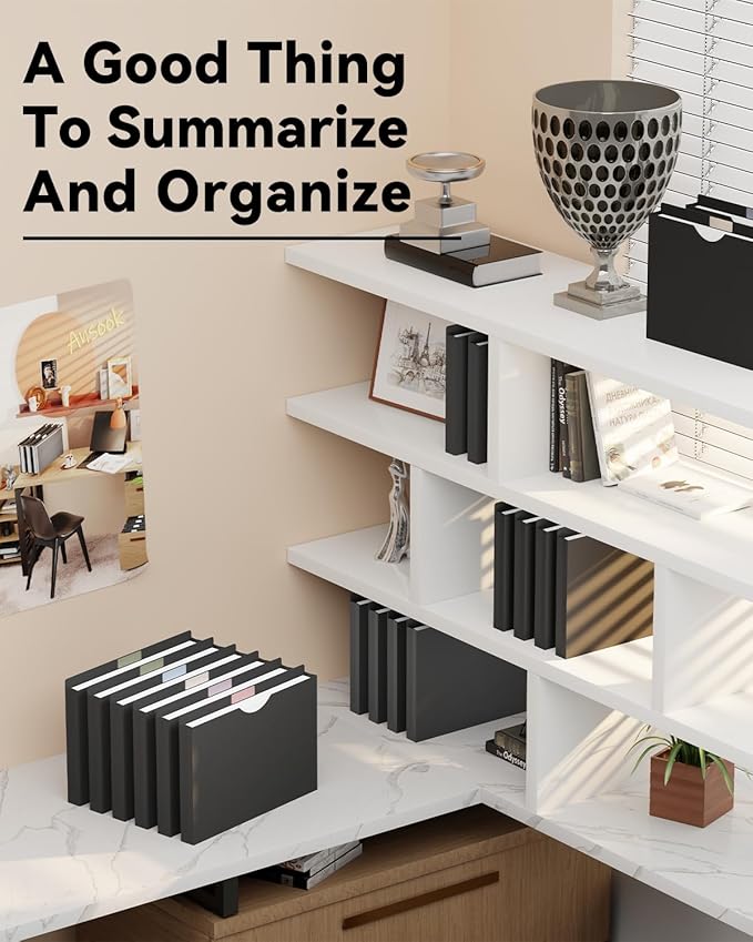 ANSOOK Plastic File Jackets & File Pockets,12 Pack Manila File Folders Letter Size,Heavy Duty Expanding Manila File Jackets, Reinforced Straight Cut Tab,1 inch File Jacket Folders