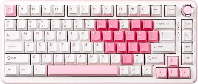 YUNZII B75 PRO Wireless Mechanical Keyboard,75% Layout with Knob,Hot Swap Gasket Structure,Creamy Pre-lubed Switches,RGB Backlit,Bluetooth/Type-C/2.4G for Win/Mac (White, Cocoa Cream V2 Switch)