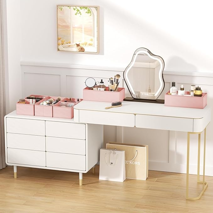 DIMJ Drawer Organizer Clothes, 24 Pack Dresser Organizer, Foldable Closet Organizers and Storage, Fabric Dresser Bins, Drawer Dividers for Nursery, Baby Clothes, Underwears, Sock (Pink)