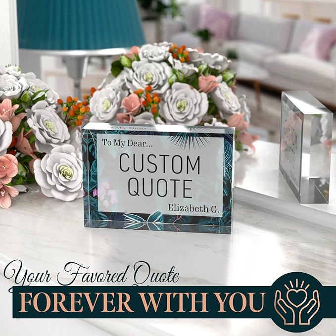 Custom Acrylic Sign Personalized, Custom Desk Name Plate, 18 Styles, (4"x6"), With Gift Box, USA Made by Acryluxe. (Bouquet)