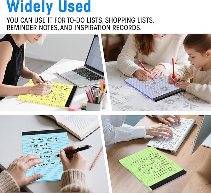6 Packs Legal Pads 8.5 x 11 Inch, 30Sheets/Pack, College Ruled & Perforated Colored Writing Pads, Pads of Paper 8.5 x 11, Lined Note Pads with Sturdy Backing for Office, Business & School Supplies
